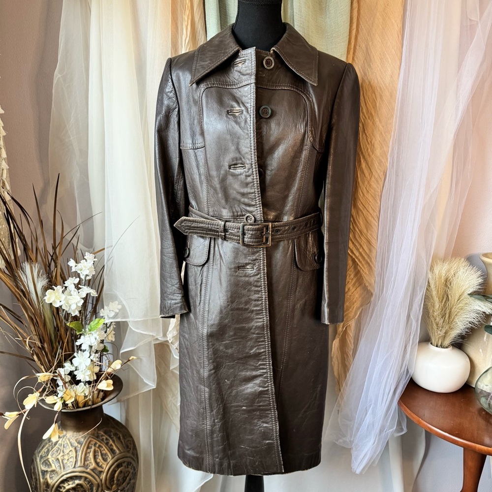 Vintage Women's Brown Leather Coat with tag from store